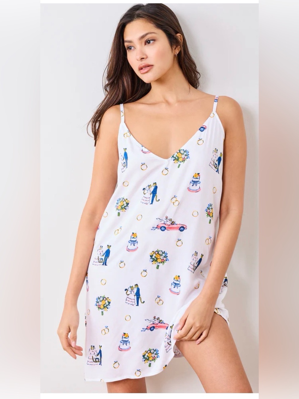 Print Fresh Eco Satin Chic To Sleep Shortie Gown in Happily Ever After